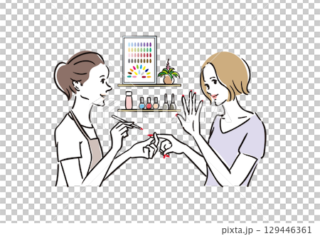 一個女人在美甲沙龍快樂地接受治療 129446361