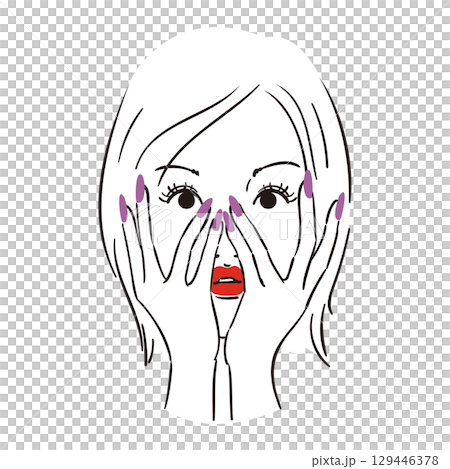 A woman showing her favorite nail design A woman showing her favorite nail design 129446378