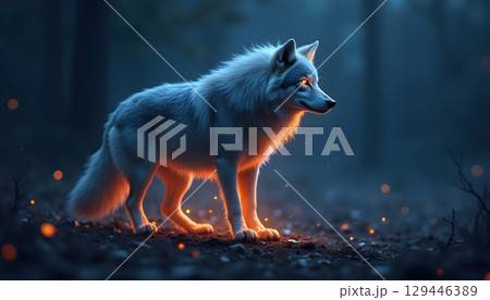 Fading Ghost Wolf Surrounded By Ethereal Twilight Glo 129446389