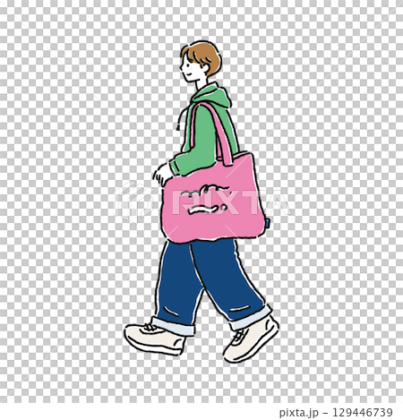 シンプルでおしゃれな人物・歩く シンプルでおしゃれな人物・歩く 129446739