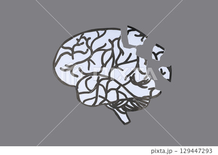 A detailed brain illustration on a gray background A detailed brain illustration on a gray background 129447293