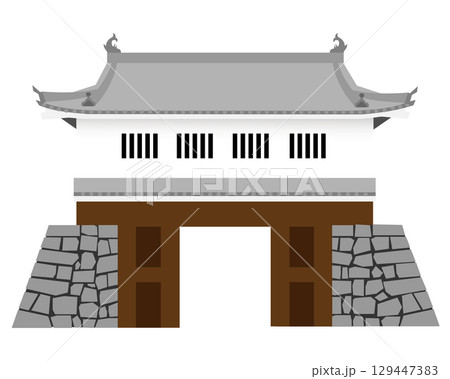 日本の城　櫓門 129447383