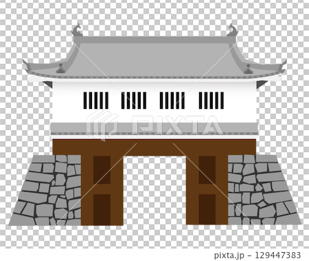 日本の城　櫓門 129447383