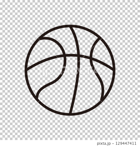 籃球線描插圖 籃球線描插圖 129447411