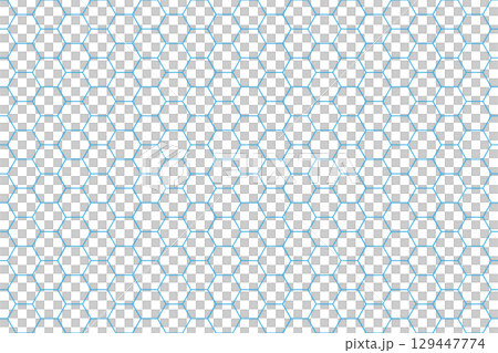 Light blue line honeycomb structure background (transparent background, 4:3 ratio) Geometric and refreshing hexagonal pattern 129447774