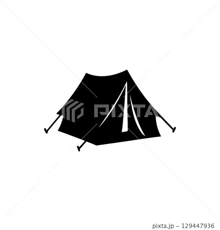 camping tent silhouette outdoor shelter icon for travel and adventure 129447936