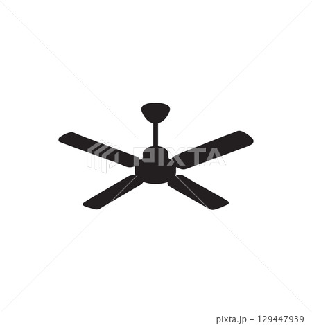 ceiling fan silhouette isolated on white background home cooling electric appliance 129447939