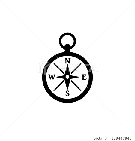 compass silhouette on white background compass silhouette on white background 129447940