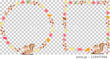 どんぐり,りす,秋,あしらい,フレームセット 129447988