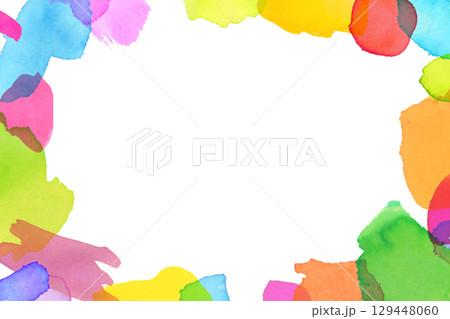 水彩のカラフルなフレーム 水彩のカラフルなフレーム 129448060