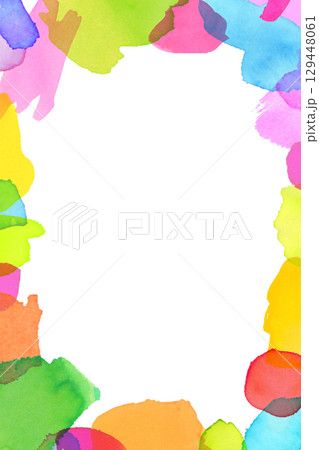 水彩のカラフルなフレーム　 129448061