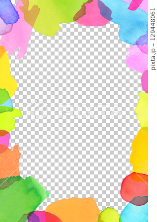 水彩のカラフルなフレーム　 129448061