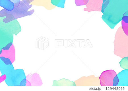 水彩のカラフルなフレーム　 129448063