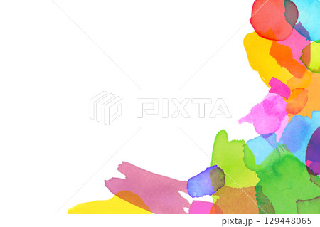 水彩のカラフルなフレーム　 129448065
