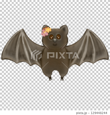 Happy Halloween set with Kawaii ghost, pumpkins, bat and decoration carnival elements. Mystical magical collection clipart. Trendy modern hand drawn. 129448244