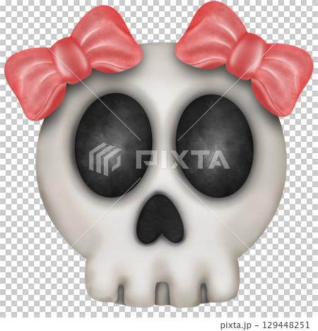 Happy Halloween set with Kawaii ghost, pumpkins, bat and decoration carnival elements. Mystical magical collection clipart. Trendy modern hand drawn. 129448251