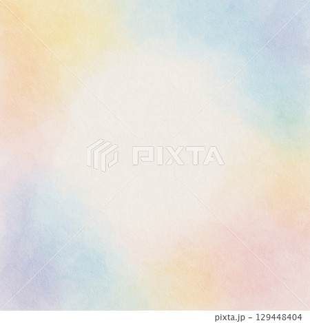 やわらかなパステルカラーの背景　水彩風グラデーションテクスチャ 129448404