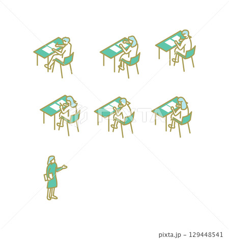 定期試験　大学生活　勉強　先生のためのイラスト 129448541