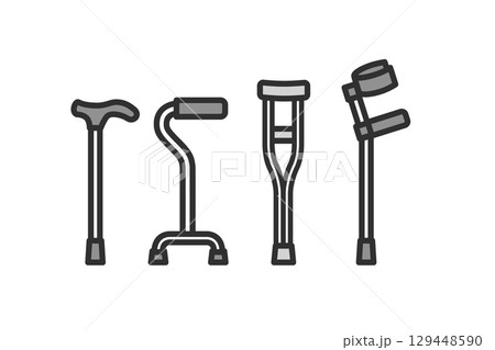 色々な種類の杖のアイコンイラスト 129448590
