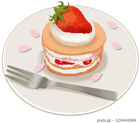 イチゴの乗ったイチゴタルト 129448984
