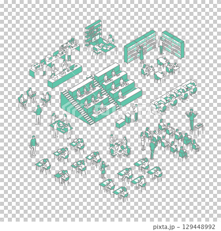 大学生活　勉強　先生のためのイラスト 129448992