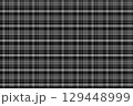 黒色と灰色のタータンチェック背景（4:3比率）モノトーンでシックな伝統的パターン 129448999