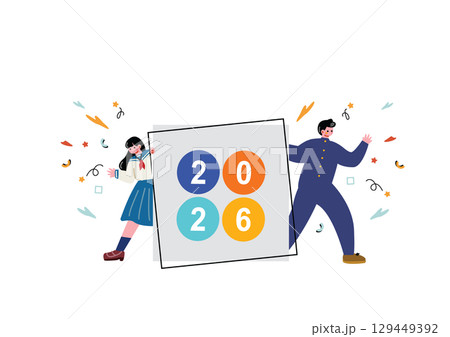 2026年 学生の男女 2026年 学生の男女 129449392