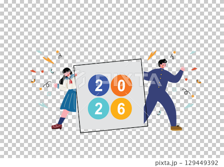 2026年 学生の男女 2026年 学生の男女 129449392