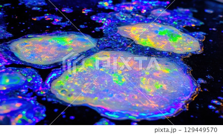 Vibrant Opal Abstract Background Iridescent Rainbow Colors Texture Art Glow Dark Jewel Stone Shiny 129449570