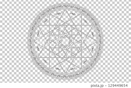 魔法陣、魔法使いのイメージ素材。白地に黒縁。 魔法陣、魔法使いのイメージ素材。白地に黒縁。 129449654