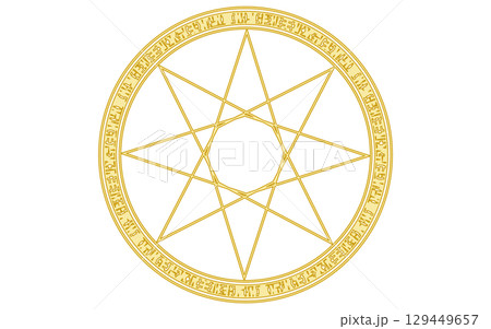魔法陣、魔法使いのイメージ素材。金色風。 129449657