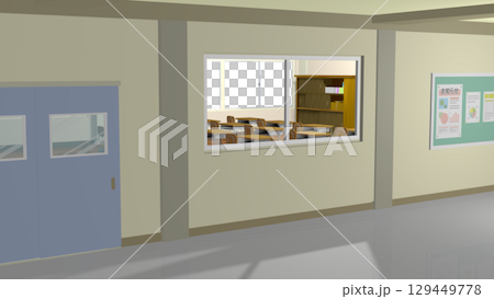 可以作為動畫背景的教室場景（窗戶外面是透明的，所以你可以設定任何你喜歡的風景） 129449778
