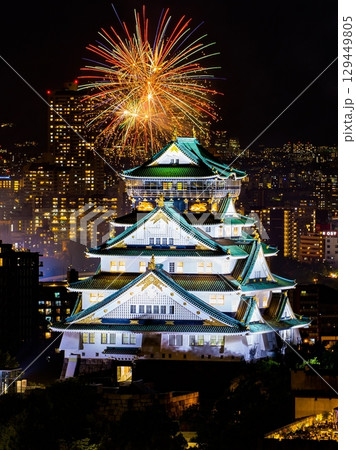 大阪城　天神祭　花火 129449805