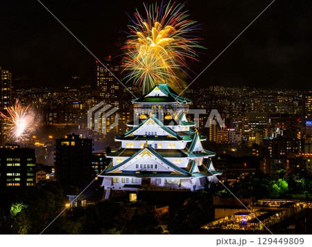 大阪城　天神祭　花火 129449809