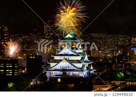 大阪城　天神祭　花火 129449810