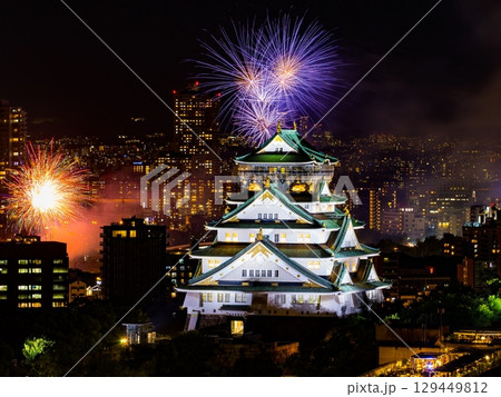 大阪城 天神祭 花火 大阪城 天神祭 花火 129449812