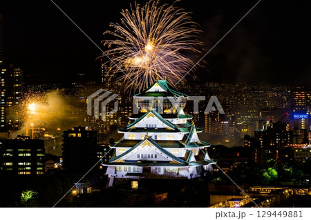大阪城 天神祭 花火 大阪城 天神祭 花火 129449881