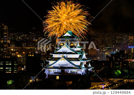 大阪城　天神祭　花火 129449884