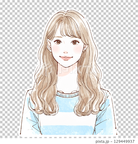 婦女和女孩的水彩和手繪插圖素材 129449937