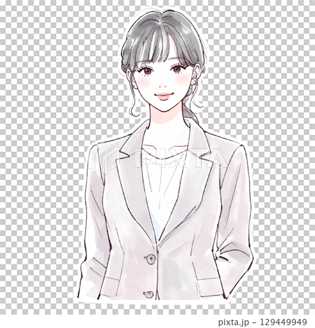 Watercolor and hand-drawn illustration material of women and girls 129449949