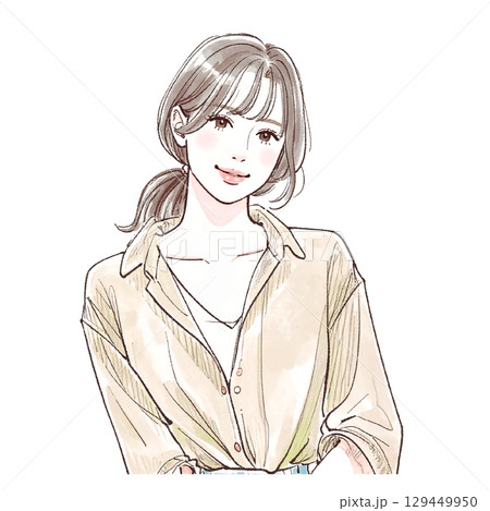 水彩画・手描きの女性・女の子のイラスト素材のイラスト素材