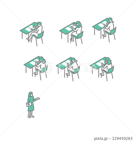 定期試験　大学生活　勉強　先生のためのイラスト 129450263