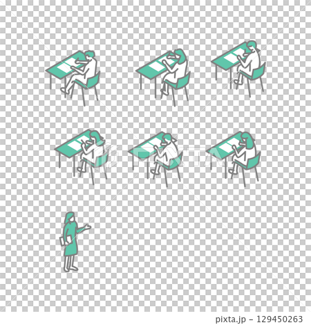 定期考試、大學生活、學習、教師插畫 129450263