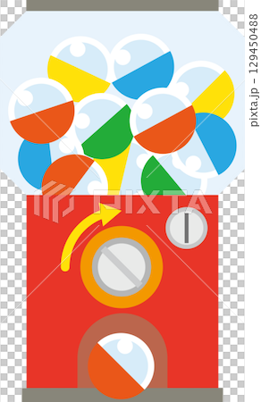 回してドキドキ！カラフルカプセルが飛び出すガチャガチャマシン 129450488