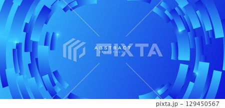 Blue rectangle, circle lines, abstract background with futuristic hi technology concept background. Geometric stripe line 129450567