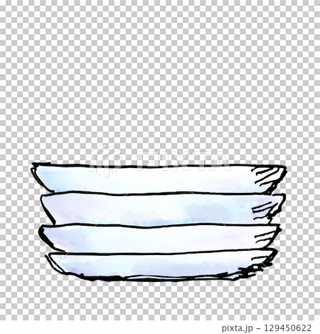 手描きイラスト|重ねた食器 横から見た|Stacked Dishes Hand-drawn Wa 手描きイラスト|重ねた食器 横から見た|Stacked Dishes Hand-drawn Wa 129450622