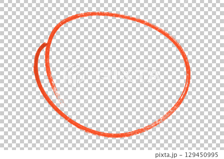 Red pencil highlight circle mark isolated on transparent background 129450995