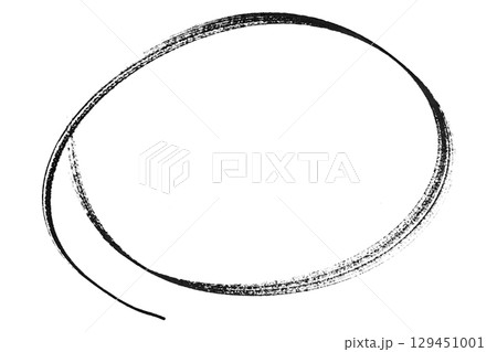 Black pencil highlight circle mark isolated on transparent background 129451001