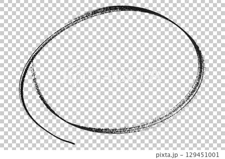 Black pencil highlight circle mark isolated on transparent background 129451001