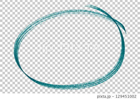 Green pencil highlight circle mark isolated on transparent background 129451002